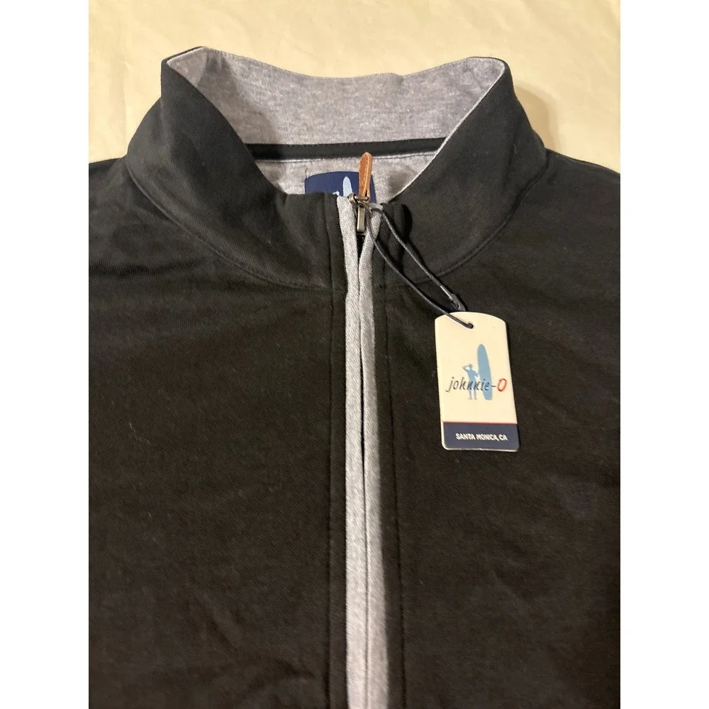 Johnnie-O Quarter Zip Pullover Mens XXL Black NEW Contrast Trim Mock Neck Prep